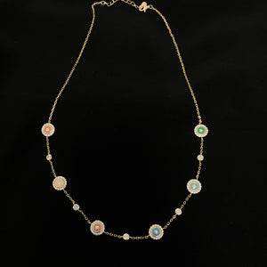 Pastel Colored Enamel Evil Eye Necklace
