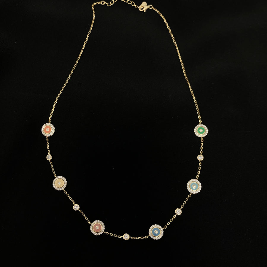Pastel Colored Enamel Evil Eye Necklace
