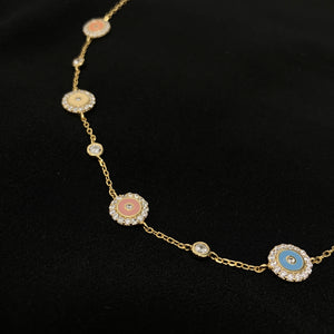 Pastel Colored Enamel Evil Eye Necklace