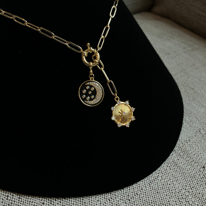 Double Charm Star Moon Necklace