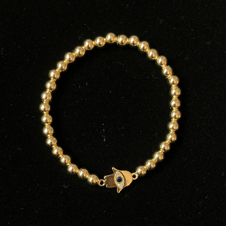 Hamsa Gold Plated Beaded Bracelet