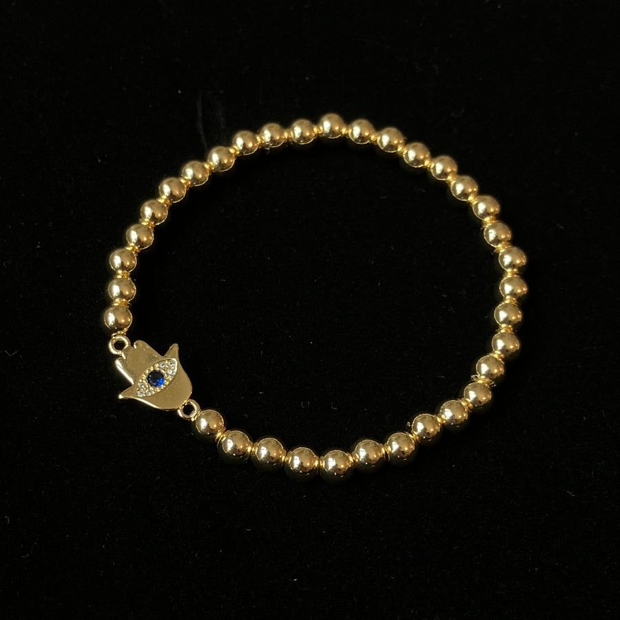Hamsa Gold Plated Beaded Bracelet