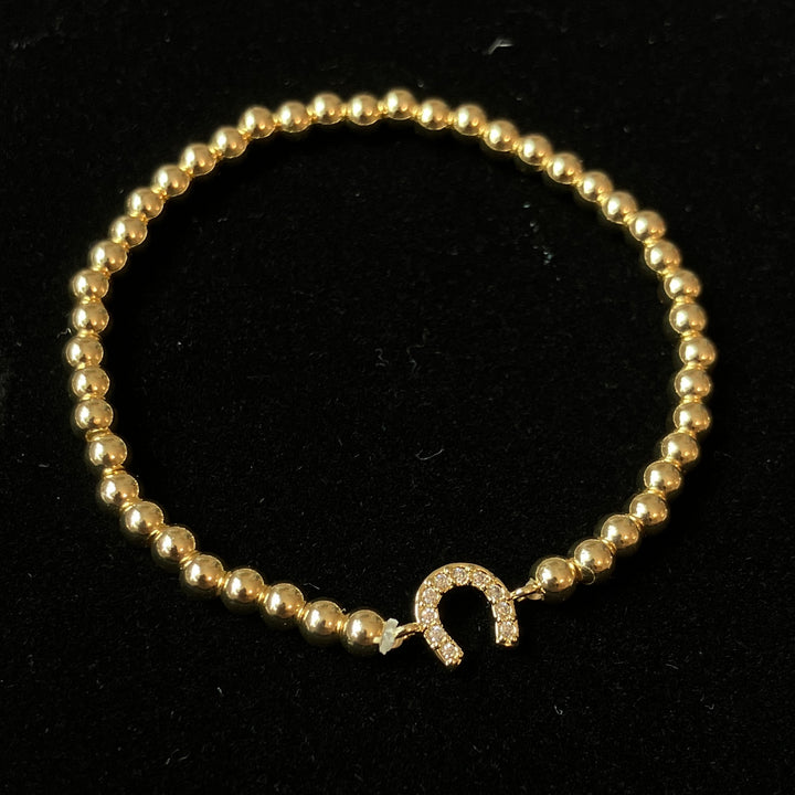 Lucky Horseshoe Gold Beaded Bracelet