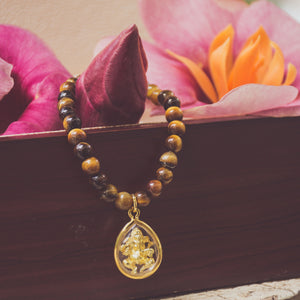 Ganesh Bracelet- Tiger's Eye Beads